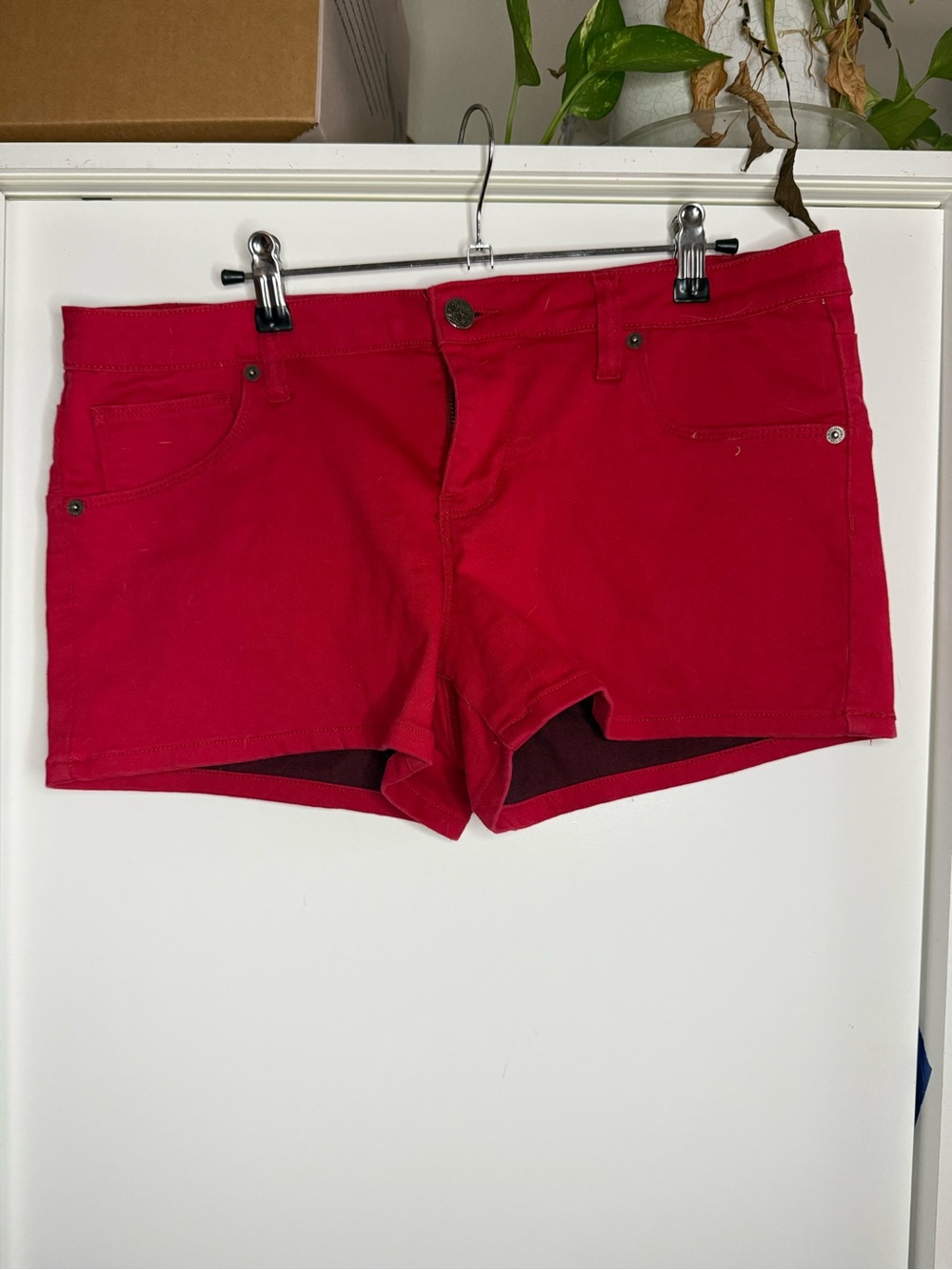 Red Women's Stretch Denim Shorts